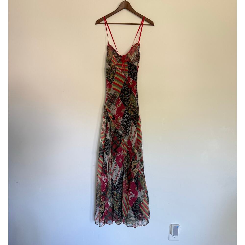 Free People Tis The Season Printed Patchwork Plaid Mistletoe Maxi Dress 6 - Picture 5 of 8